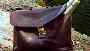 Dark leather satchel